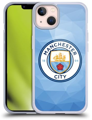 Head Case Designs Officially Licensed Manchester City Man City FC Blue Full Colour Badge Geometric Soft Gel Case Compatible With Apple iPhone 13