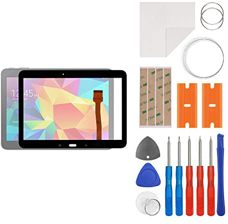swark Kit de réparation d'écran en verre avant avec connecteur compatible avec Galaxy Tab 4 10.1 SM-T530 SM-T531 SM-T533 SM-T535 (sans écran LCD) avec jeu d'outils