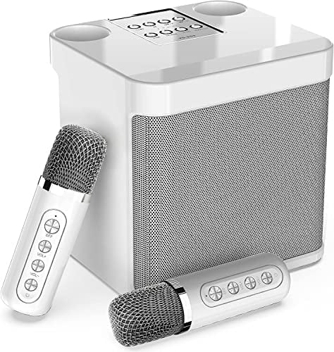 Karaoke con microfono,Cassa Karaoke con 2 Microfoni,Supporto Bluetooth/USB/TF/AUX,Cassa Bluetooth con Microfono,Karaoke per Bambini Adulti,Ideale Regalo Compleanno