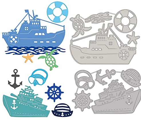 GLOBLELAND Stanzschablonen Schiff Metall Schneiden Schablonen Schiff Stanzformen für Kartenherstellung und DIY Scrapbooking Dekor