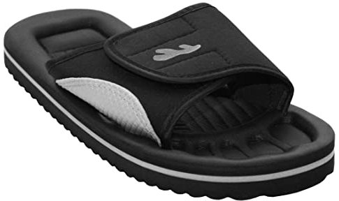 A&H Footwear Mens Lightweight EVA Slides Touch Fasten Beach Flip Flops Casual Sandals Shoes (Black, UK Footwear Size System, Adult, Men, Numeric, Medium, 11)