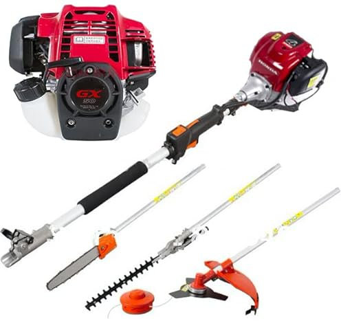 CHIKURA GX50 4-Strokes Gas Powered Brush Cutter Grass Trimmer, 4 in 1 Multi Attachment, 68inches Pruning Reach, Smart Starting Technology, 1 year Warranty