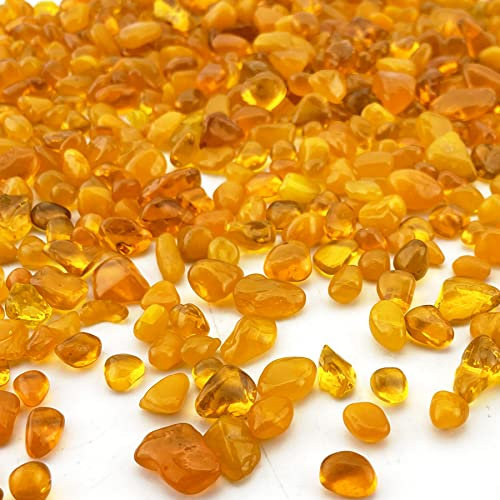 CYS EXCEL Orange (3 LBS) Glass Vase Filler | Multiple Vibrant Color Choices | Aquarium Fountain Plant Decorative Rocks Gravel Pebble Stones Irregular Smooth Sea Glass