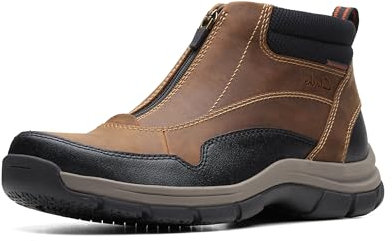 Clarks Walpath - Stivali Oxford da uomo con cerniera, Pelle marrone scuro, 11