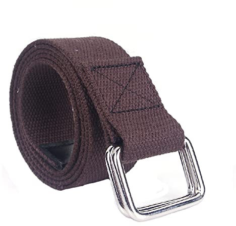 SEIWEI Geflochtener Canvas-Gürtel, 110 cm, Doppelringschnalle, elastischer Gürtel, verstellbarer Gurtband für Damen und Herren, braun, 110 cm