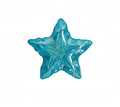 Brandani 40613 - Cuenco para frutas con diseño de estrella marina de cristal de color turquesa y azul, diámetro de 21 cm