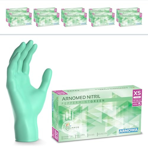 1000x ARNOMED® Einweghandschuhe Türkis, Nitril Handschuhe XS | Einmalhandschuhe, Nitrilhandschuhe puderfrei, Gummihandschuhe Einweg, Schutzhandschuhe, Handschuhe Nitril in XS, S, M, L, XL