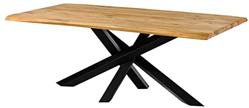 MASSIVMOEBEL24.DE Esstisch Wildeiche 200x100x77 braun geölt, Mikado-Gestell Seattle #02