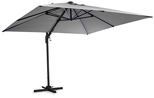 blumfeldt Sombrilla Terraza Exterior, Parasol Jardin con Panel Solar y LED, Sombrilla Jardin y Patio, Sombrillas Terraza Resistentes al Agua y a los Rayos UV, Sombrillas Ajustables sin Base