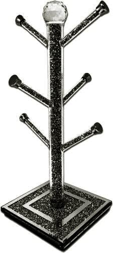 DEENZ Black Crushed Diamond Kitchen Mug Cup Stand Tree Organizer Accessory Crushed Diamond Display Present Gifts for All Occasion, Home Decor