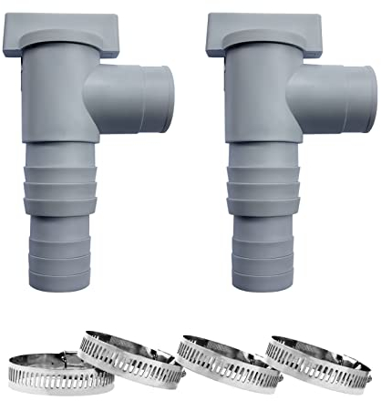 Absperrhahn für Pools mit 32mm Schlauchanschluss mit 2 Schlauchklemmen Schlauchadapter,für oberirdische Pool Wartung/Absperrventil Schlauchanschluss,Ersatz Dual Split Schlauch Plunger Ventil Poolteil