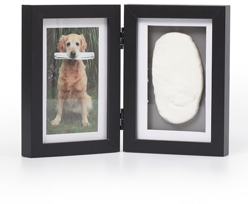 DDOXX Pfotenabdruckset Hund - Schaffe bleibende Erinnerungen mit dem Pfotenabdruck deines Haustieres - Polyester-Schaumstoff für Lange Haltbarkeit - mit Fotorahmen - Dog Clay Kit - Schwarz