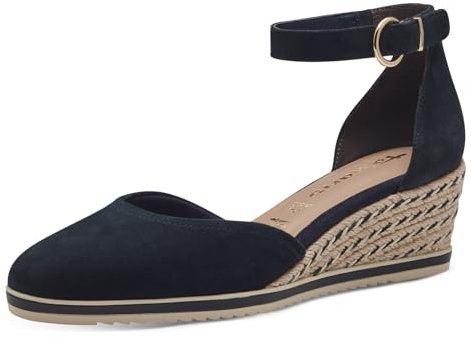 Tamaris Escarpins femme à talon compensé cuir bleu 41 EU
