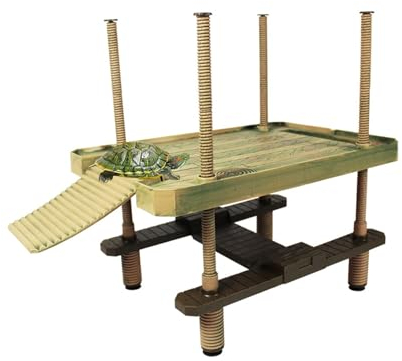 QeeHeng Schildkröte Schwimmende Sonnenplattform, schwimmende Sonnenplattform, Schildkröten-Baskingplattform mit Leiter,Schildkrötenlebensraum, Schildkröten-Tank-Zubehör (Groß)