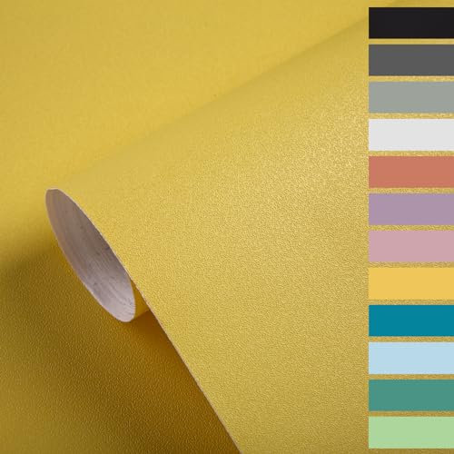 0.4x10M Peel and Stick Wallpaper Self Adhesive Wallpaper Waterproof Wall Sticker Vinyl Wrap Film for Wall Furniture,Removable Wallpaper Decorative Living Room Bedroom Kitchen Wall (Lemon Yellow)