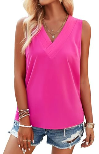 Heersan- Canotta da Donna in Chiffon, Senza Maniche, Capo Basic Estivo, Casual Camisole, Tank Top con Scollo a V, Elegante Canotte e Top da Donna, S-XL