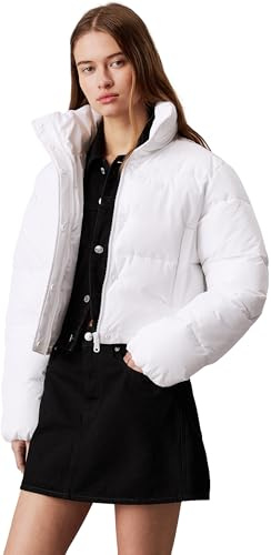 Calvin Klein Damen Pufferjacke Matte Puffer Cropped Fit, Weiß (Bright White), XL