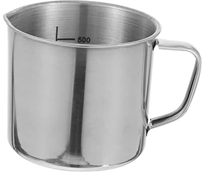IMIKEYA Stainless Steel Measuring Cup 500Ml Laboratory Beaker with Clear Scale for Precise Liquid and Solid Measurement in Kitchen and Science Use