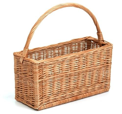 e-wicker24 Panier à magazines en osier, porte-revues, panier en osier, panier pour ranger journaux, rangement pour journaux et livres pour la maison (Naturel)