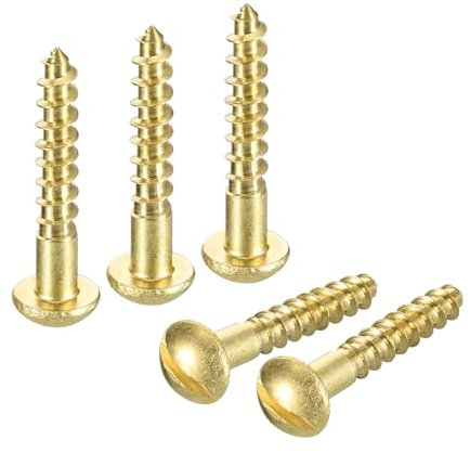 QUARKZMAN Holzschrauben M5 x 30mm Schlitz Rundkopf Messing Selbstschneidende Schraube Holzarbeitsschraube 20 Stück