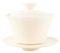 SILINE Classic China Gaiwan Teeschale mit Deckel und Untertasse, weißes Porzellan-Teetassen-Set zum Aufbrühen von Kung-Fu-Tee, Douli-Stil (weiß)