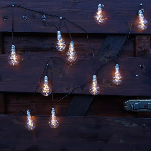 MARELIDA LED Solar Lichterkette mit 10 transparenten Glühbirnen Garten Party Outdoor Lichterkette 2 Modi 4,5m für Außen