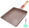 AIKENBBKK Sartén de Cerámica para Tamagoyaki, Sartén Japonesa Antiadherente con Recubrimiento de Cerámica y Mango Extraíble, sin PTFE ni PFOA, 23x21 cm-Grande, Marrón