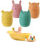 Jouets de Bain,Jouet de Bain Bébé,Silicone Jouet Bebe 4 Pièces Jouets Bain Bebe,Jouets d'eau Compressibles,Animaux Jouets Flottants,Jouet de Bain pour Bebe,Enfant,Garçon Fille