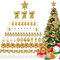 Weihnachtsbaum Deko,Christbaumschmuck Weihnachtskugeln,88 Stück Gold Weihnachtsbaumschmuck mit Weihnachtsblumen,Schneeflocken,Schleife,Baumspitze Stern zum Weihnachtskranz, Weihnachtsgirlande Deko