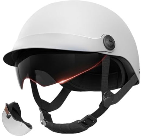 Yonuaret Jethelm Visier Roller Helm Mopedhelm Ideal Für Motoroller Scooter Helm Moped Mofa Helm,Fashionhelm Komfortabler Motorradhelm Für Herren Und Damen