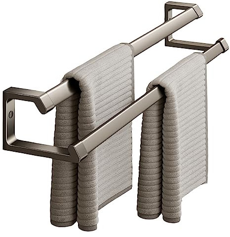 Generic Double murale porte-serviettes en aluminium gris mat sans perçage pour salle de bain, cuisine, toilettes, 80 cm