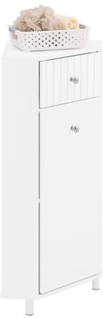 SoBuy Badkommode Badschrank mit 1 Tür Aufbewahrungsschrank für Bad Badezimmerschrank schmaler Badschrank Weiß BHT ca. 44x80x31cm BZR194-W