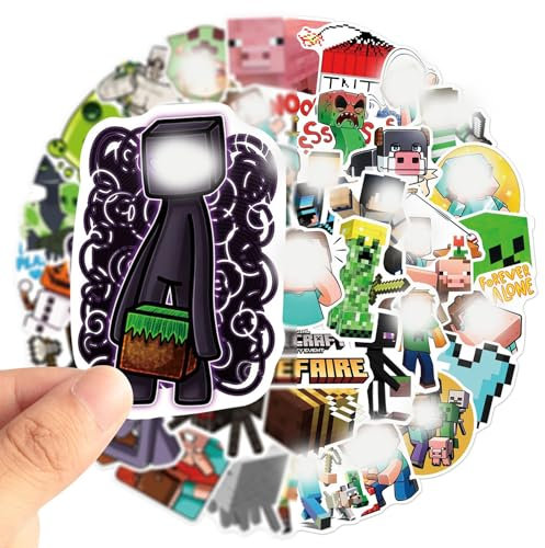 Krilucly Minecraft Aufkleber, 50 Stück Sticker Set Wasserdicht Vinyl Stickers Graffiti Style Decals für Auto Fahrrad Gitarre Gepäck Laptop Aufkleber, Geeignet für Erwachsene, Kinder, Teenager