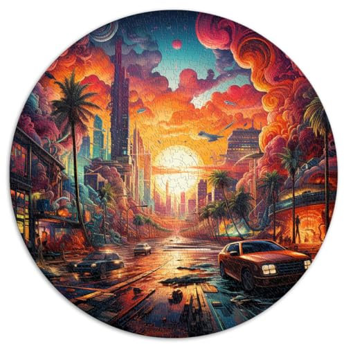 1000-teiliges Puzzle, South Beach Miami, kreisförmiges Puzzle, für Erwachsene und Kinder ab 12 Jahren, Puzzle aus Pappe, Lernspiel, Herausforderungsspielzeug, Größe 67,5 x 67,5
