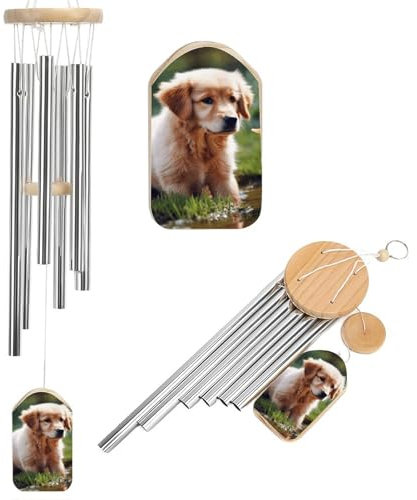 Windspiel für draußen mit Hund und einer Ente, bedruckt, mit 6 Röhren, dekoratives Windspiel für Haus, Hof, Garten, Dekoration, einzigartige Geschenke