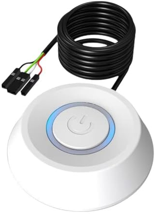 Gvvsjgdbis Computer Desktop Switch 1.8m PC Motherboard External Start Power LED Lights Button Extension Cable Round Startup Switch B