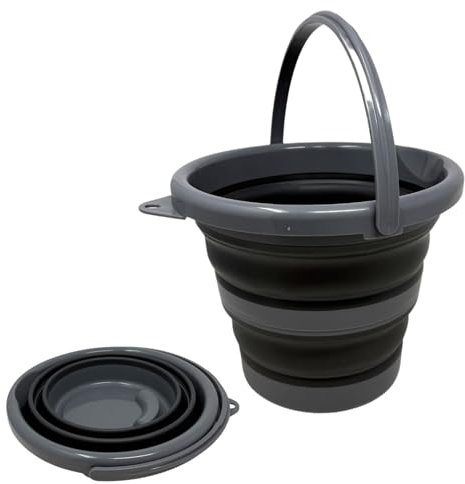 Eimer faltbar Falteimer Haushalteimer Putzeimer zusammenklappbar Grau mit Tragegriff 5 Liter 2 Stück