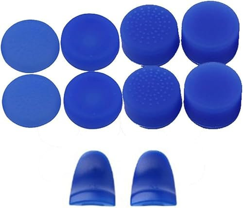 L2 R2 Buttons Trigger Extender + Silicone Analog Thumb Stick Cap Cover Grip Thumbsticks Joystick Replacement for PS4 Pro Slim Controller (Blue)