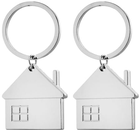 Gurfzcyuoo House Keyring, 2Pcs Home Keychain Zinc Alloy House Shaped Keyring, Matching Keyring New Home Housewarming Celebration Gifts for Friends Couples and Family