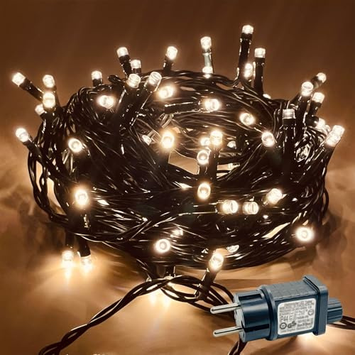YJY LIGHT Lichterkette Außen 25 m mit 200 LED Warmweiß, IP44 Wasserdicht, 8 Modi & Timer, mit Memory-Funktion, Netzstecker, Weihnachtsbeleuchtung für Garten, Balkon & Terrasse