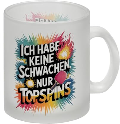 Keine Schwächen, nur Topspins Glas Tasse Tischtennisschläger und Ball Lustiger Spruch für Tischtennisfans