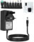 Universal Power Supply Cable Adapter UK 12V 3A 36W AC DC Transformer with 8 DC Connectors 100-240V 50-60Hz for Household Electronics CCTV Camera Speakers Routers TV Box Tablet E-Reader LED Strips