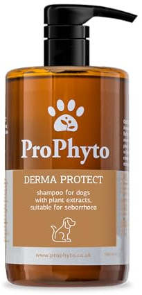 ProPhyto DERMA PROTECT Shampoo for Dogs with plant extracts | For oily, greasy skin and seborrhea | Nanoemulsion technology for effectiveness | Dermatologist tested | Honeysuckle extracts | Easy pump|
