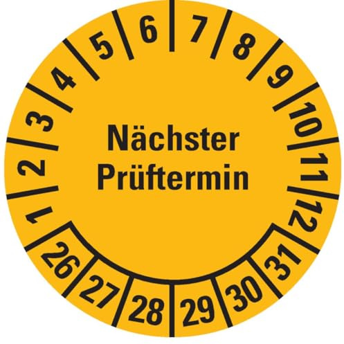 KSIGN Prüfplakette Nächster Prüftermin, 26-31, gelb, Folie, ablösbar, Ø 15mm, 60/Bogen