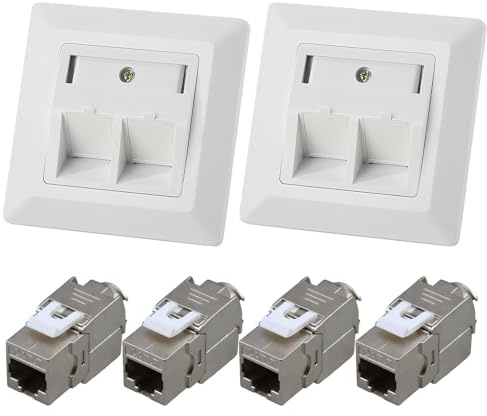 2 X Netzwerkdose Aufputz 4 X Cat 7 Modul Netzwerkdose Unterputz Lan Dose Unterputz 10 Gbit/S