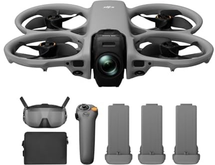 DJI Avata 360 Combo Motion Fly More, Drone con fotocamera 360° 8K | Imaging 360° da 1 pollice, 8K/60fps HDR, Goggles N3, RC Motion 3, Easy ACRO, 3 batterie, Paraelica