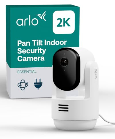 Arlo Essential 3 Indoor 2K PTZ, Telecamera di Sorveglianza WiFi Interno 2K, Rilevamento di AI, Visione Notturna, Audio Bidirezionale, 1 Telecamera, Bianca | Tracciamento automatico a 360°, modalità riservata, Wi-Fi 2.4/5 GHz, audio bidirezionale, sirena, telecamera per animali