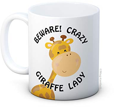 Beware! Crazy Giraffe Lady - Funny Hochwertigen Kaffee oder Tee Tasse - Secret Santa