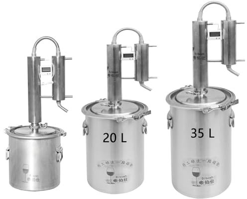 Fayelong 12~35 L Home DIY Distiller Moonshine Stainless Still Rose Water Distillation Oil Brew Kits Digital Thermometer (12L, 316 Stainless)