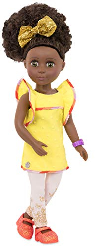 Glitter Girls Puppe Nelly – Bewegliche 36cm Puppe mit Kleidung, Zubehör, Schwarze Haare zum Frisieren – Spielzeug ab 3 Jahren (7 Teile)